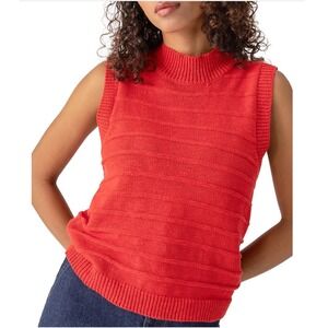 Sanctuary Life Is Easy Mock Neck Sweater Vest‎ Cherry Red XL